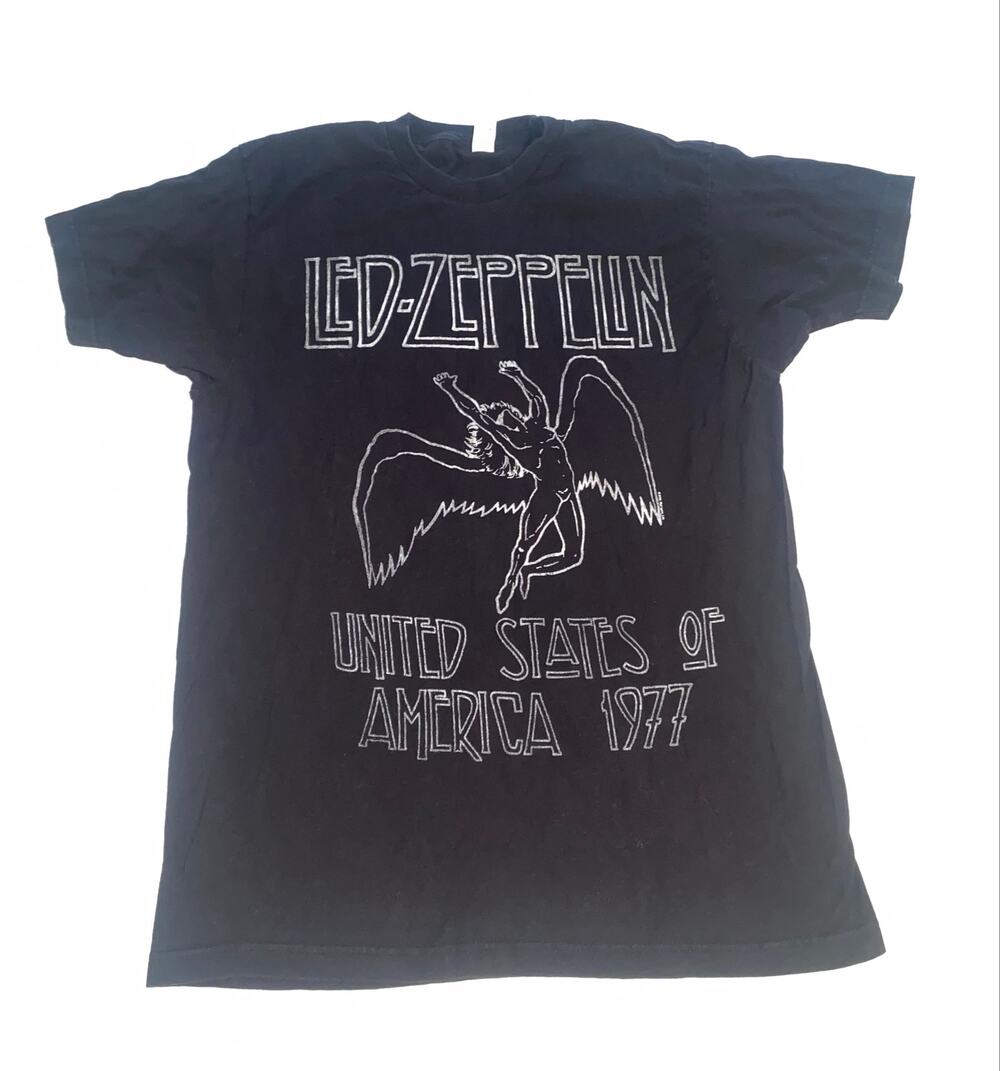 Led Zeppelin USA 1977 T-Shirt Large Black Tultex Icarus Graphic Cotton